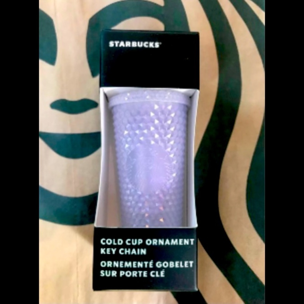 SOLD OUT!  Starbucks  Holiday 2021 studded Christmas Ornament keychain icy white